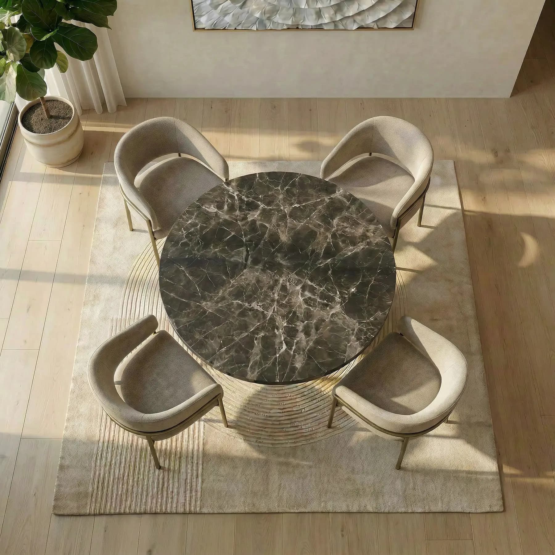 Bloom brown marble dining table
