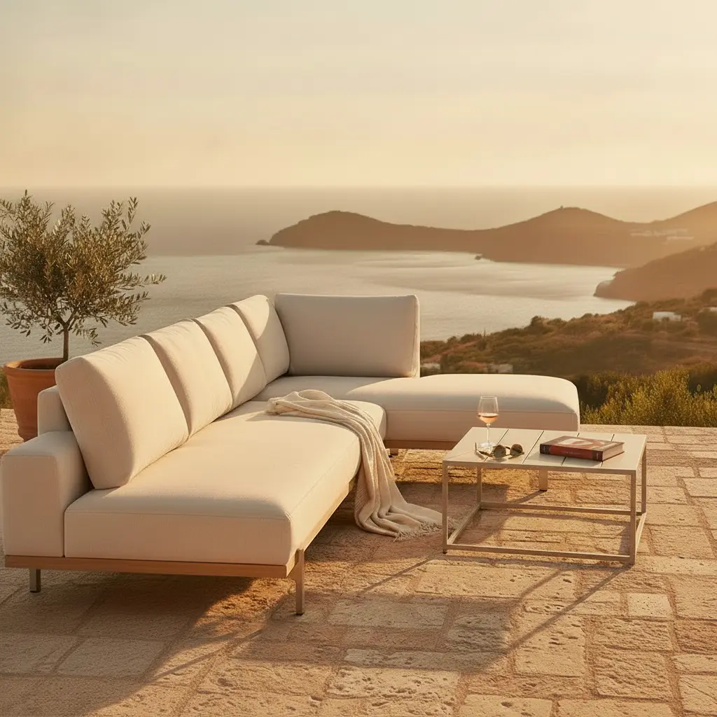 Solea outdoor sofa in an open-air setting